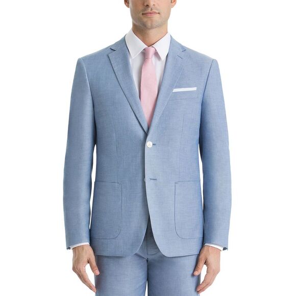 Lauren Ralph Lauren Mens Classic-Fit Cotton Chambray Sport Coat 38 Short Blue